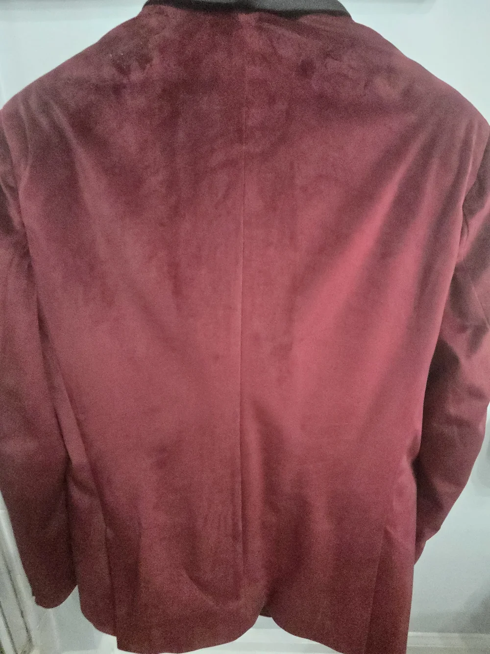 Men's Burgundy Velvet Blazer with Black Satin Shawl Lapel (USED ONCE / LIKE NEW)